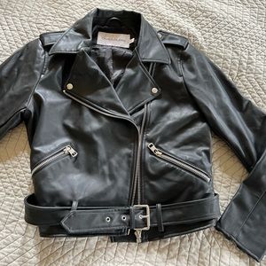 Calvin Klein faux-leather style jacket with belt.